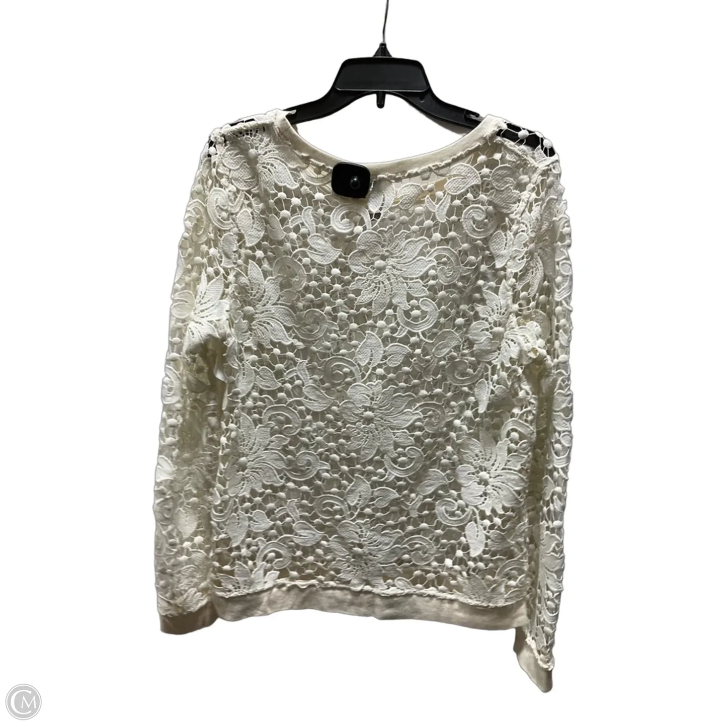 Top Long Sleeve By Chelsea 28 In Cream, Size: L