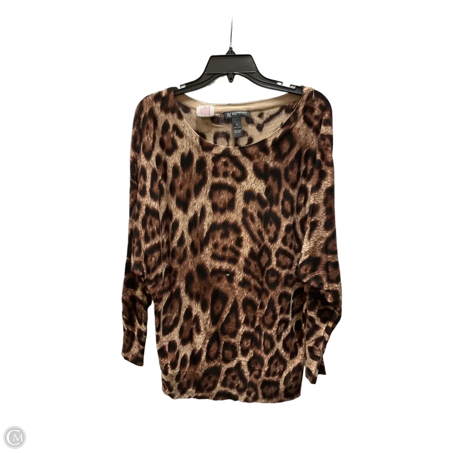 Top Long Sleeve By Inc In Leopard Print, Size: 2x
