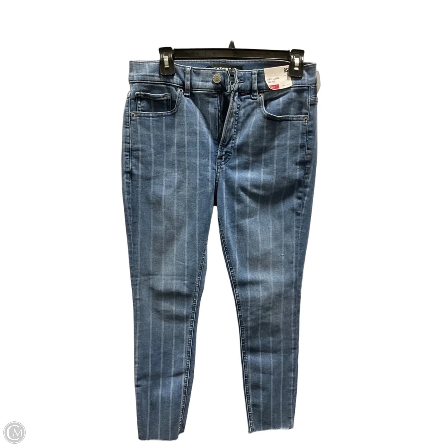 Jeans Skinny By Express In Blue & White, Size: 8
