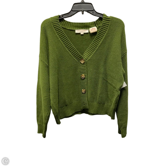 Sweater Cardigan By Loft In Green, Size: L