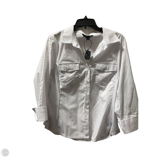 Blouse 3/4 Sleeve By Zac And Rachel In White, Size: L