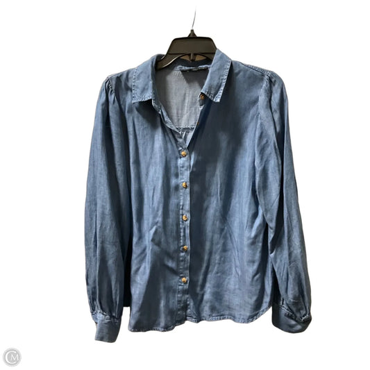 Blouse Long Sleeve By Jane And Delancey In Blue, Size: M