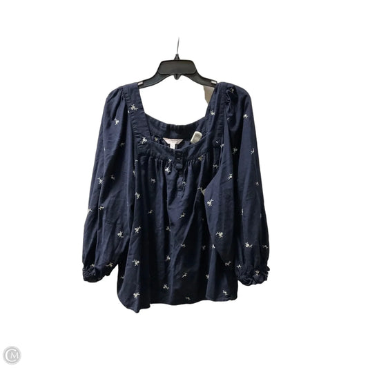 Top 3/4 Sleeve By Lc Lauren Conrad In Blue, Size: Xl