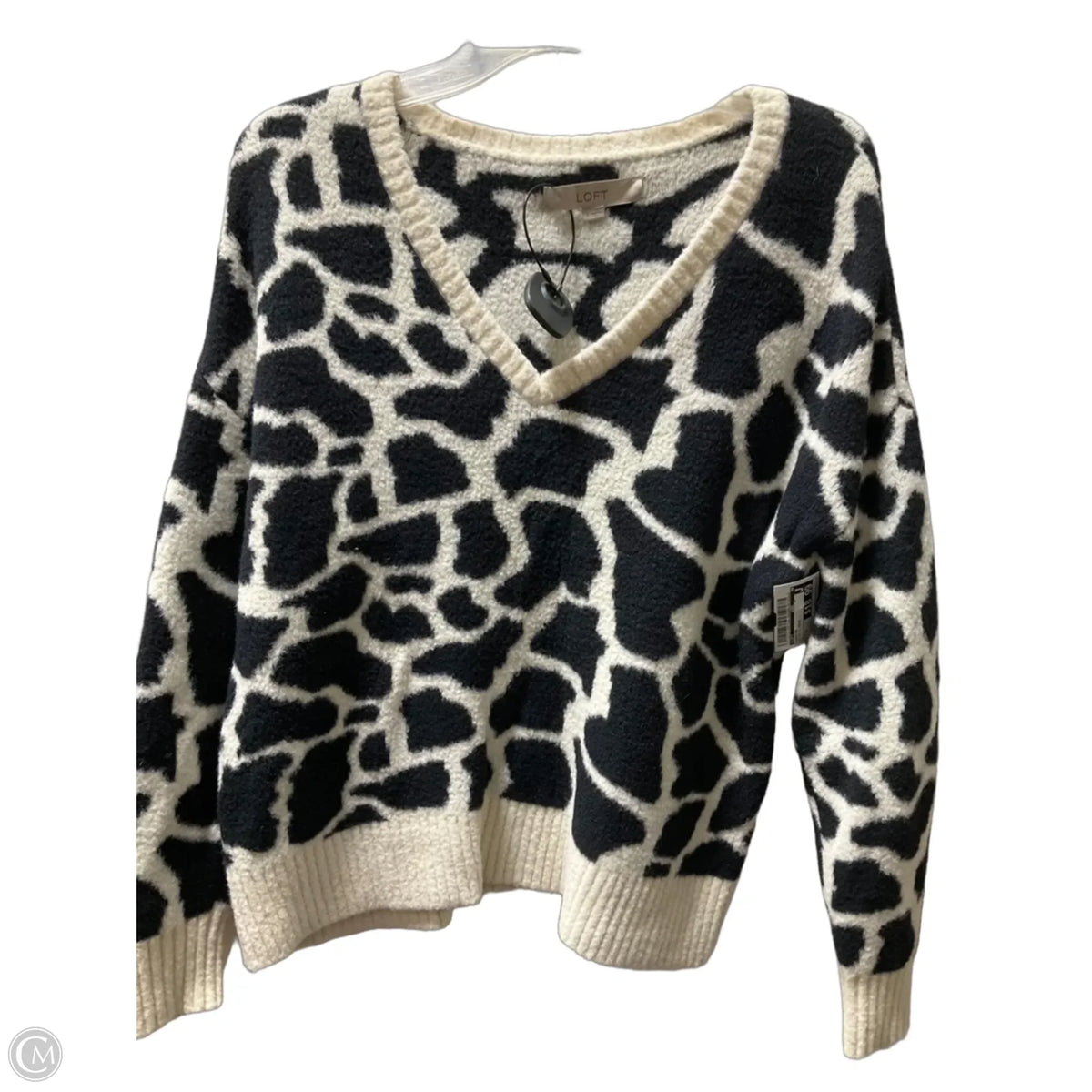 Sweater By Loft In Black & Cream, Size: S