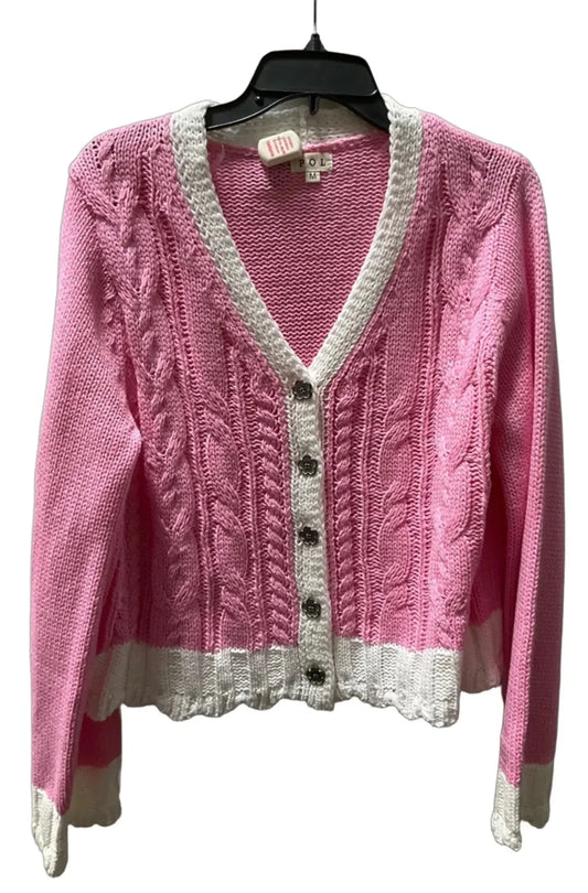 Sweater Cardigan By Pol In Pink, Size: M