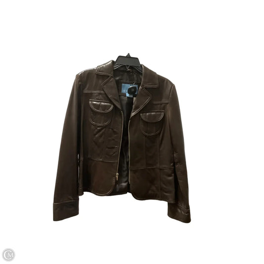 Jacket Leather By Nine West Apparel In Brown, Size: L