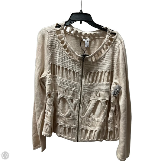 Sweater Cardigan By Chicos In Beige, Size: Xl
