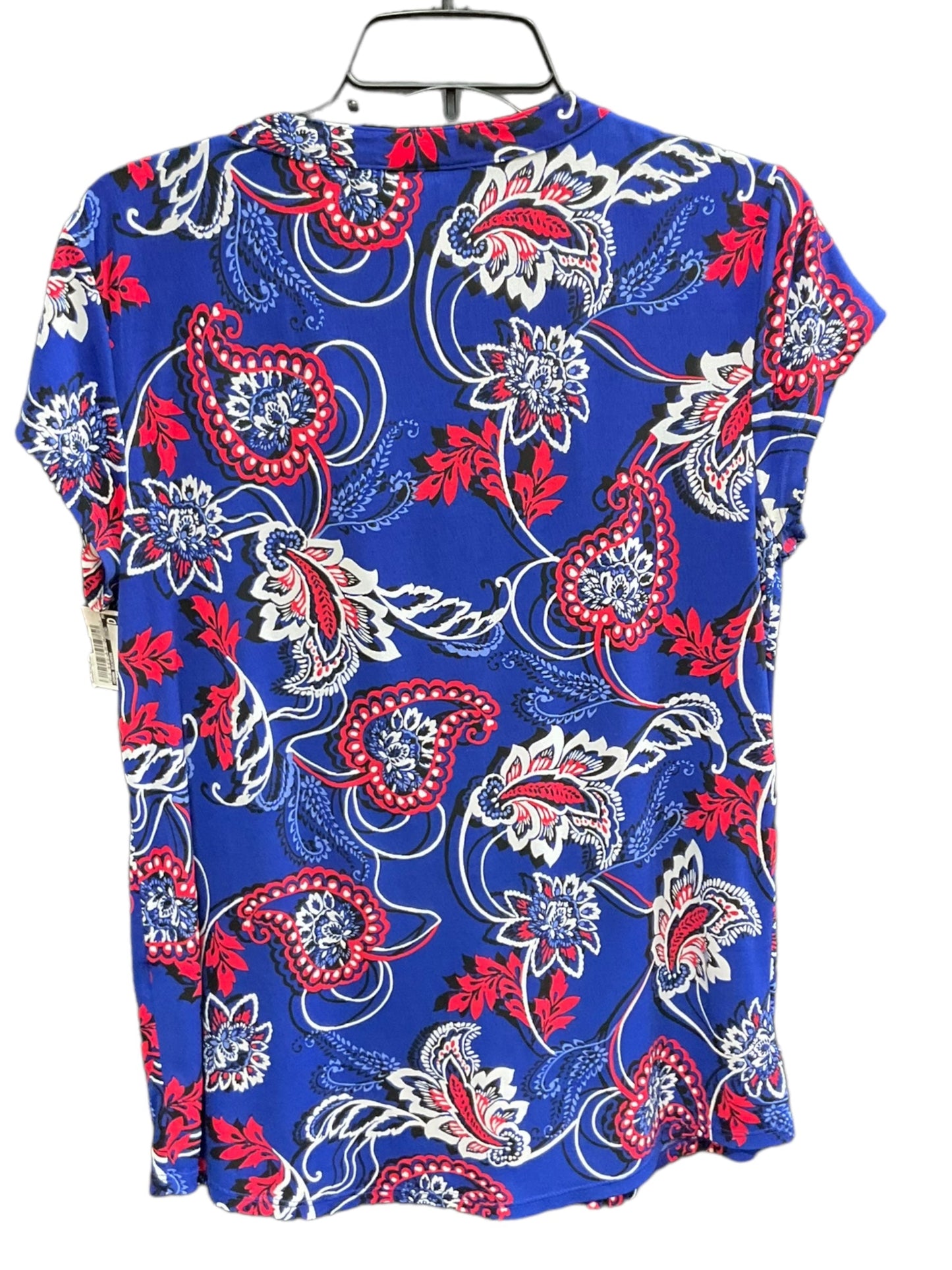 Blue & Red Top Short Sleeve Dana Buchman, Size M