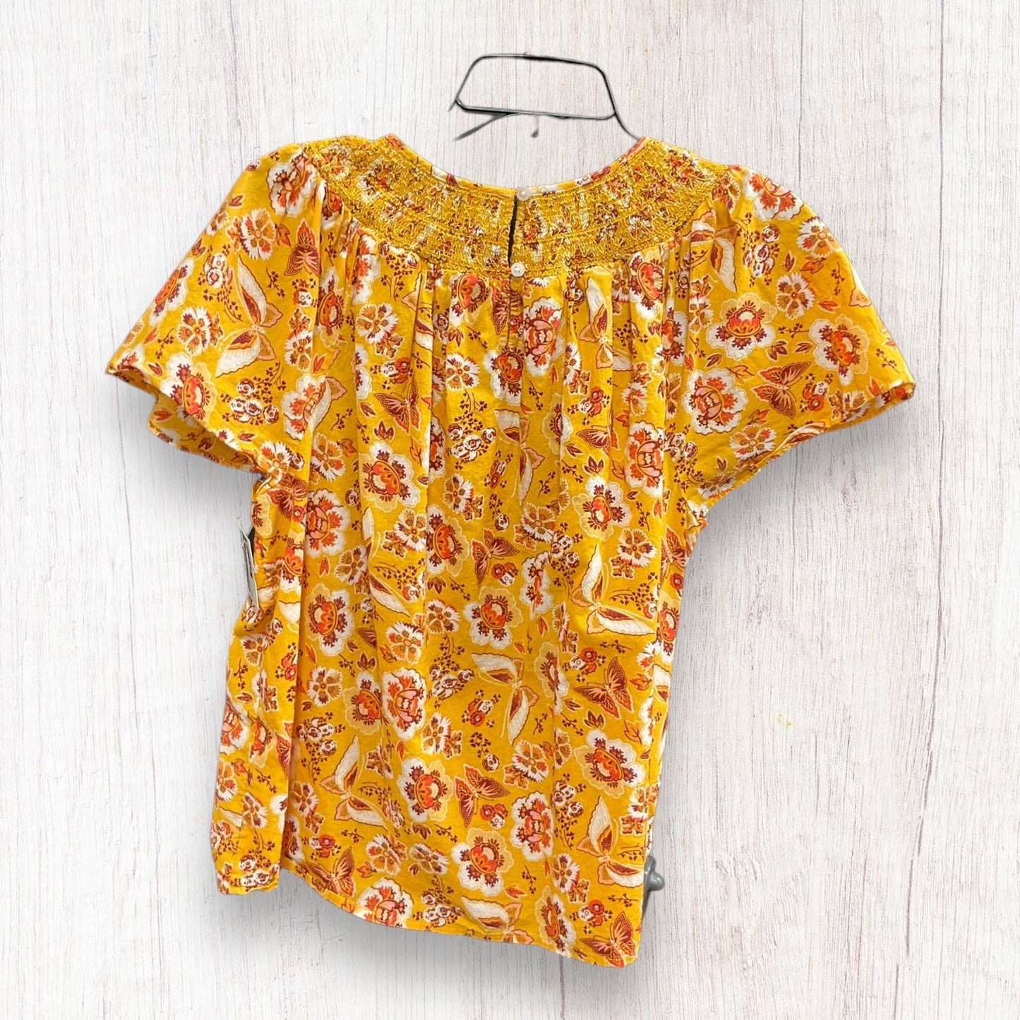 Yellow Top Short Sleeve Loft, Size L