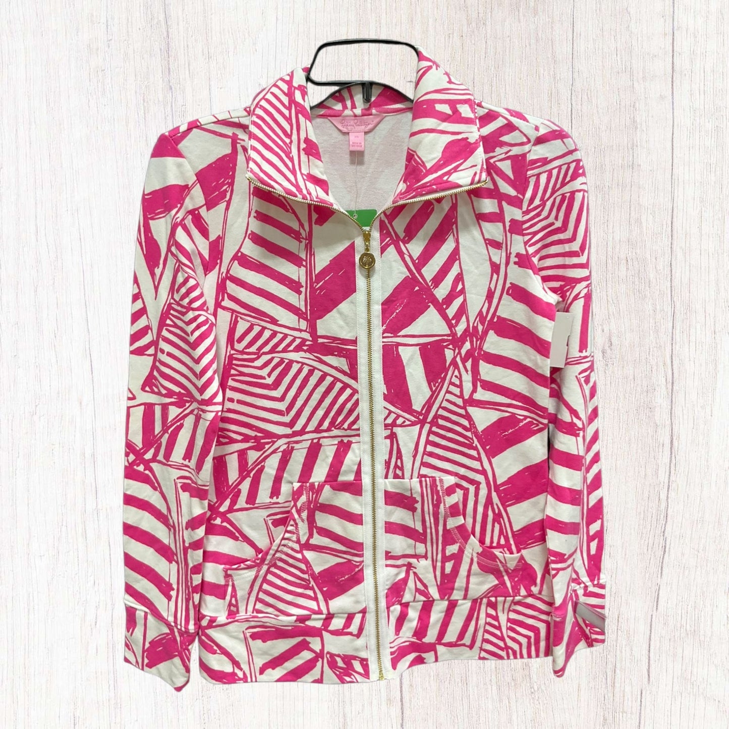 Athletic Jacket By Lilly Pulitzer In Pink & White, Size: Xs