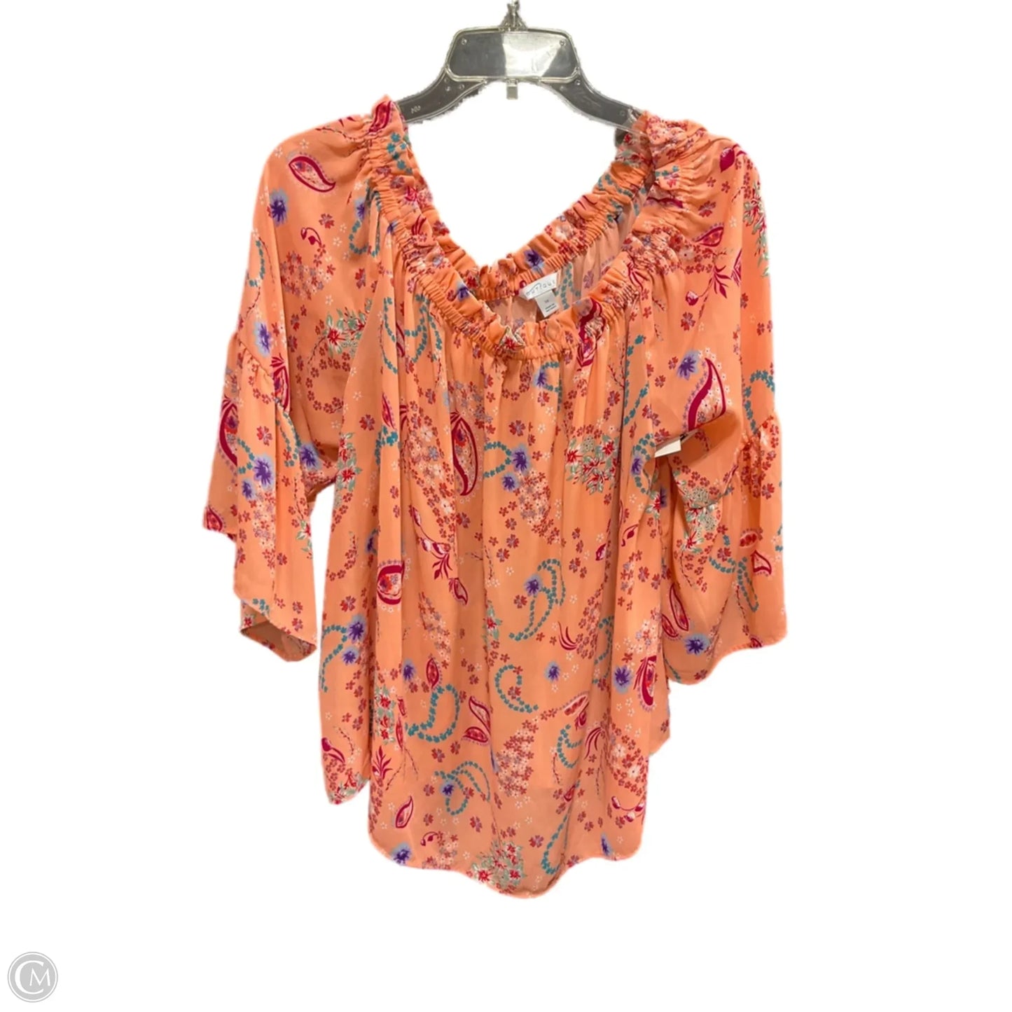 Top 3/4 Sleeve By Boutique + In Peach, Size: 1x