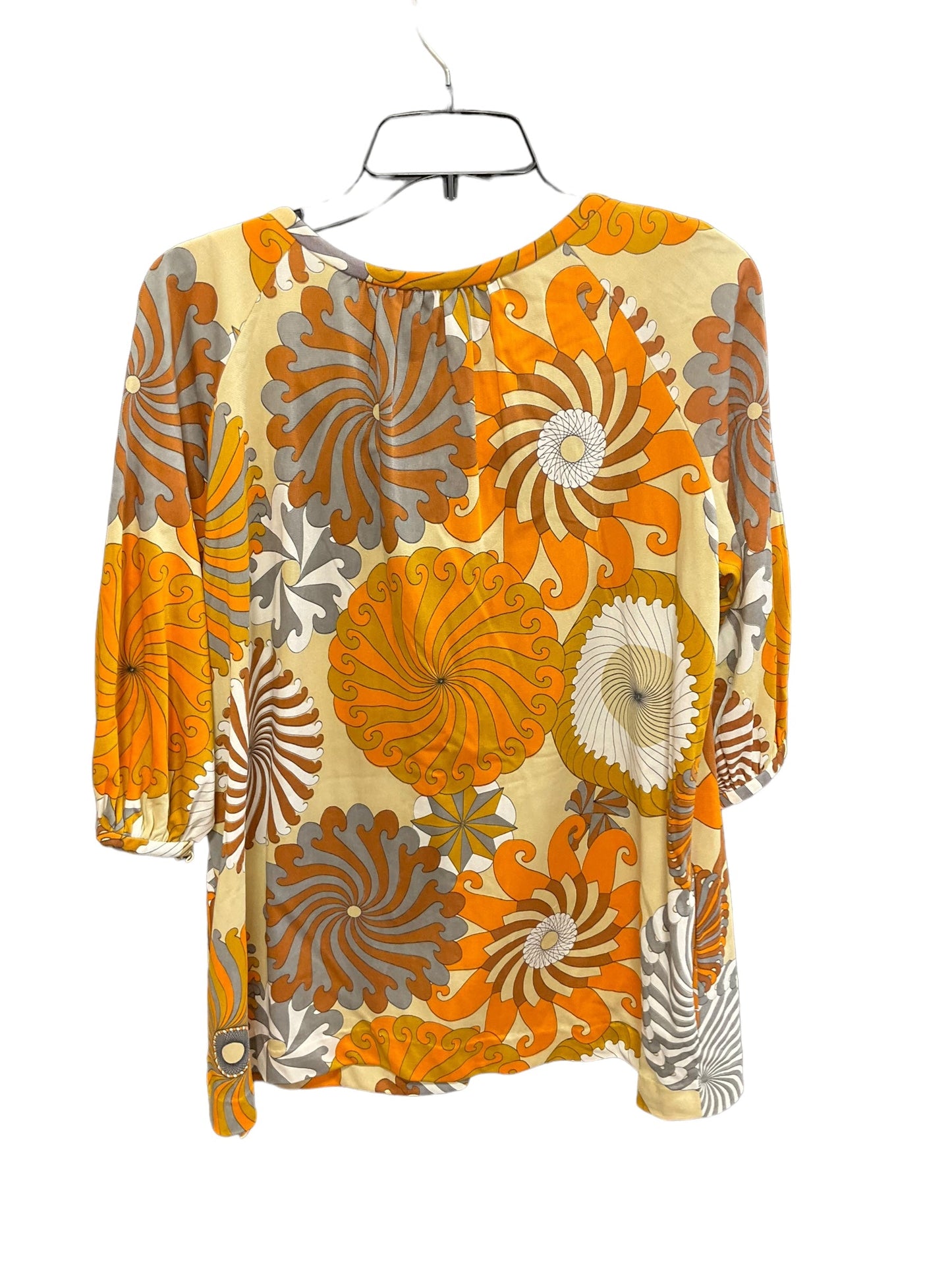 Top 3/4 Sleeve By Clothes Mentor In Orange & Tan, Size: S