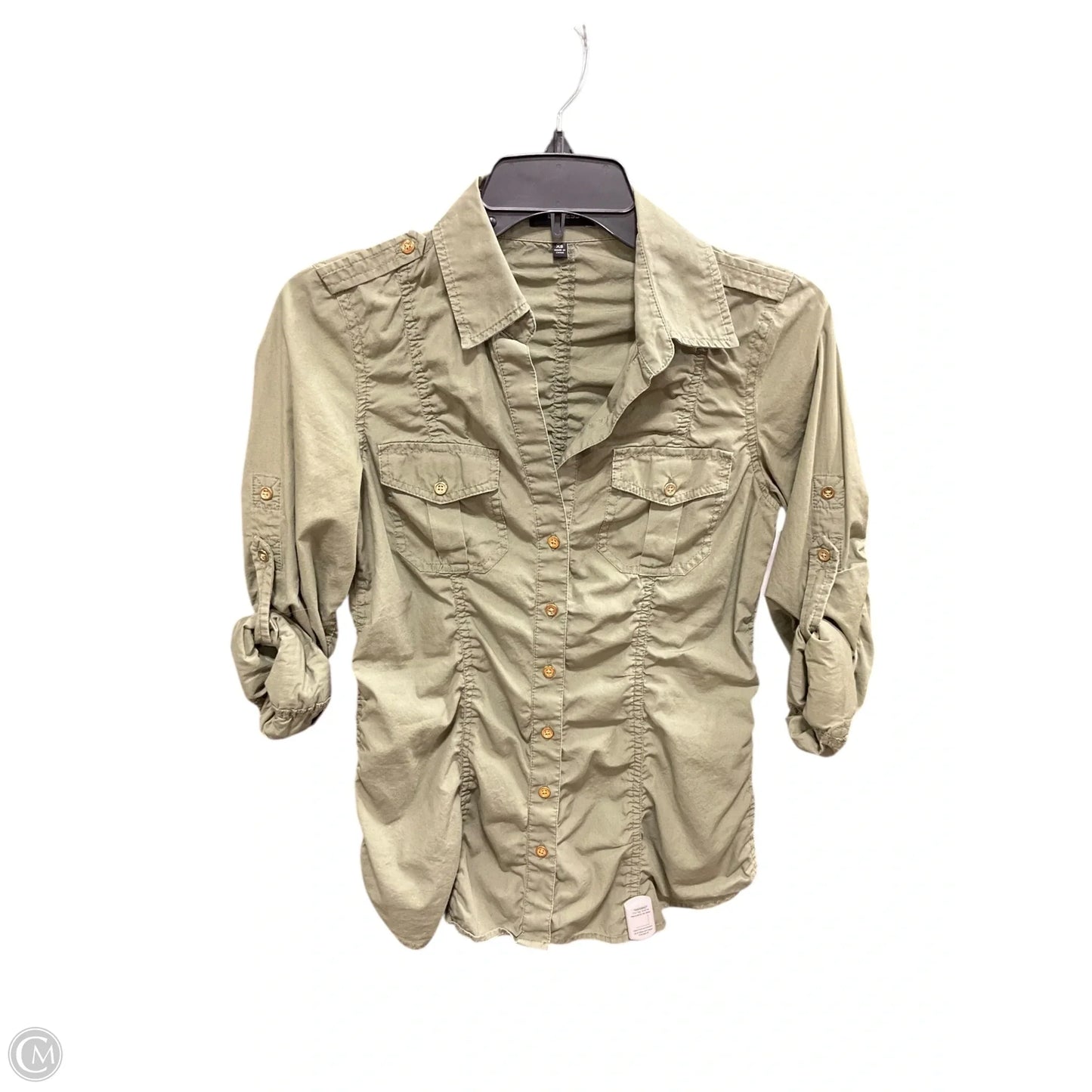 Blouse Long Sleeve By Express In Green, Size: Xs