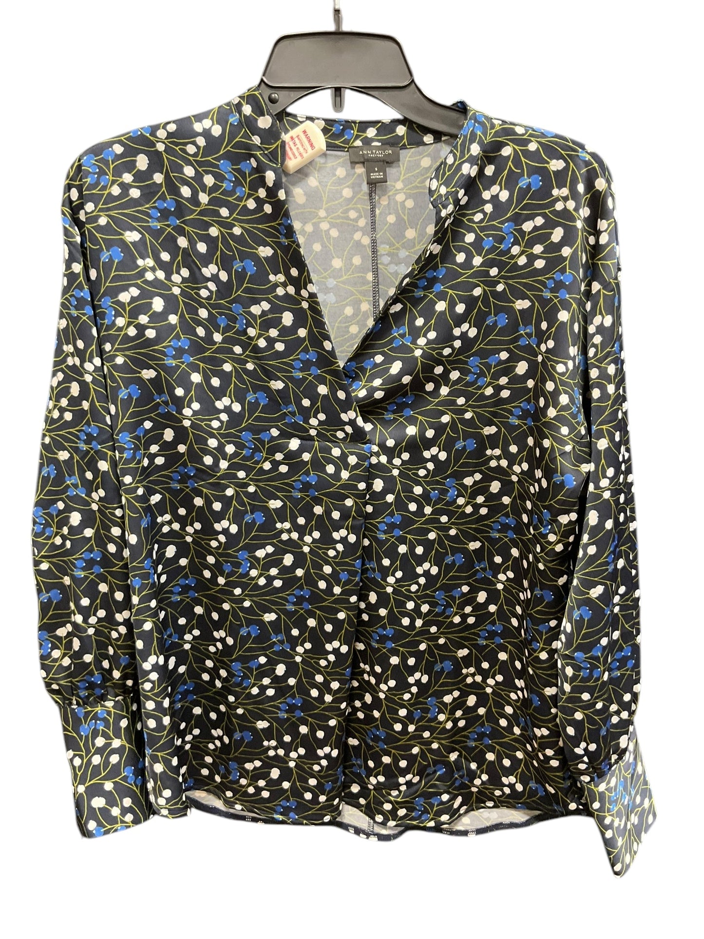 Top Long Sleeve By Ann Taylor In Blue, Size: S