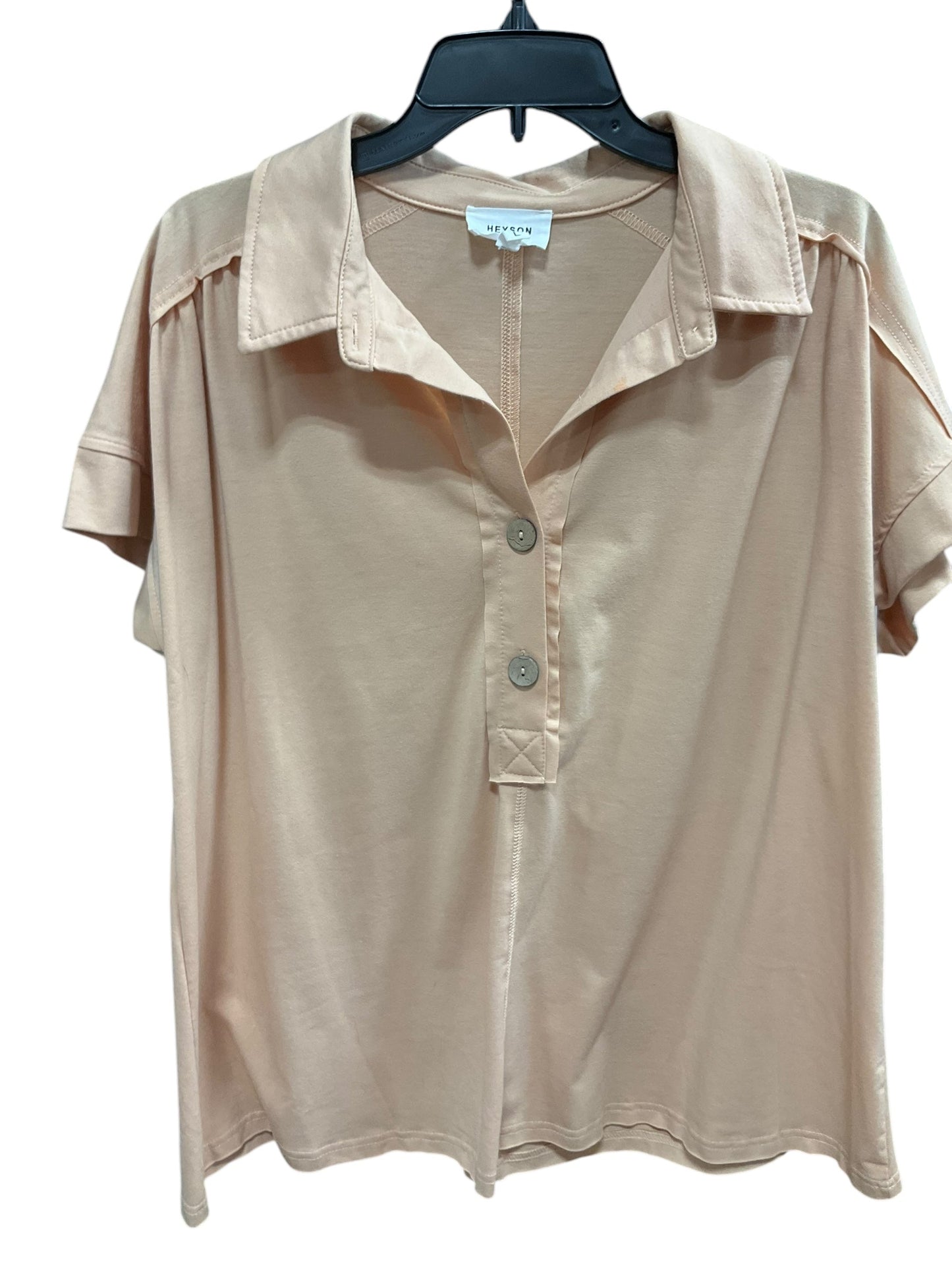 Top Short Sleeve By Clothes Mentor In Tan, Size: L