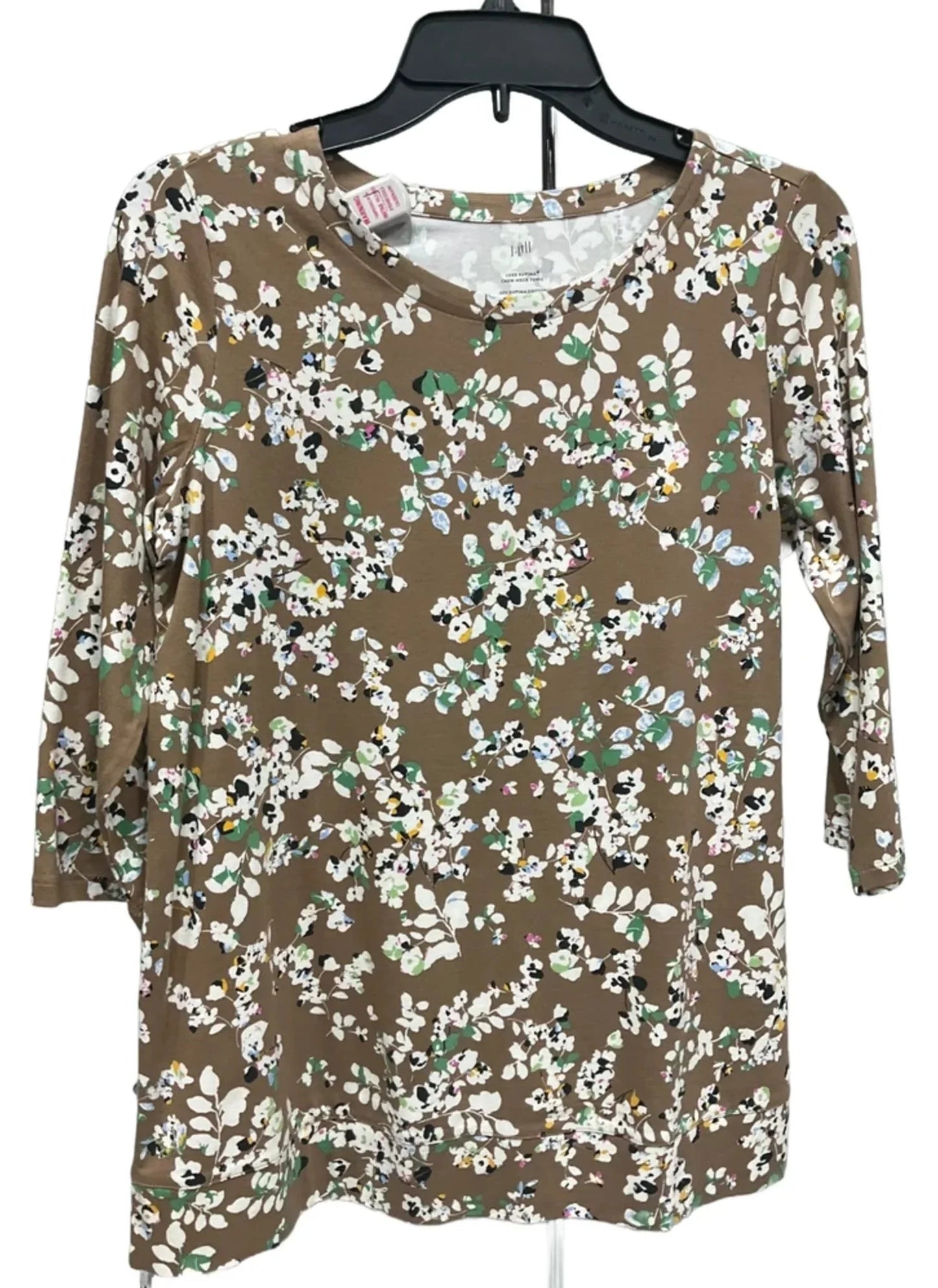 Top 3/4 Sleeve Basic By J. Jill In Floral Print, Size: Xs