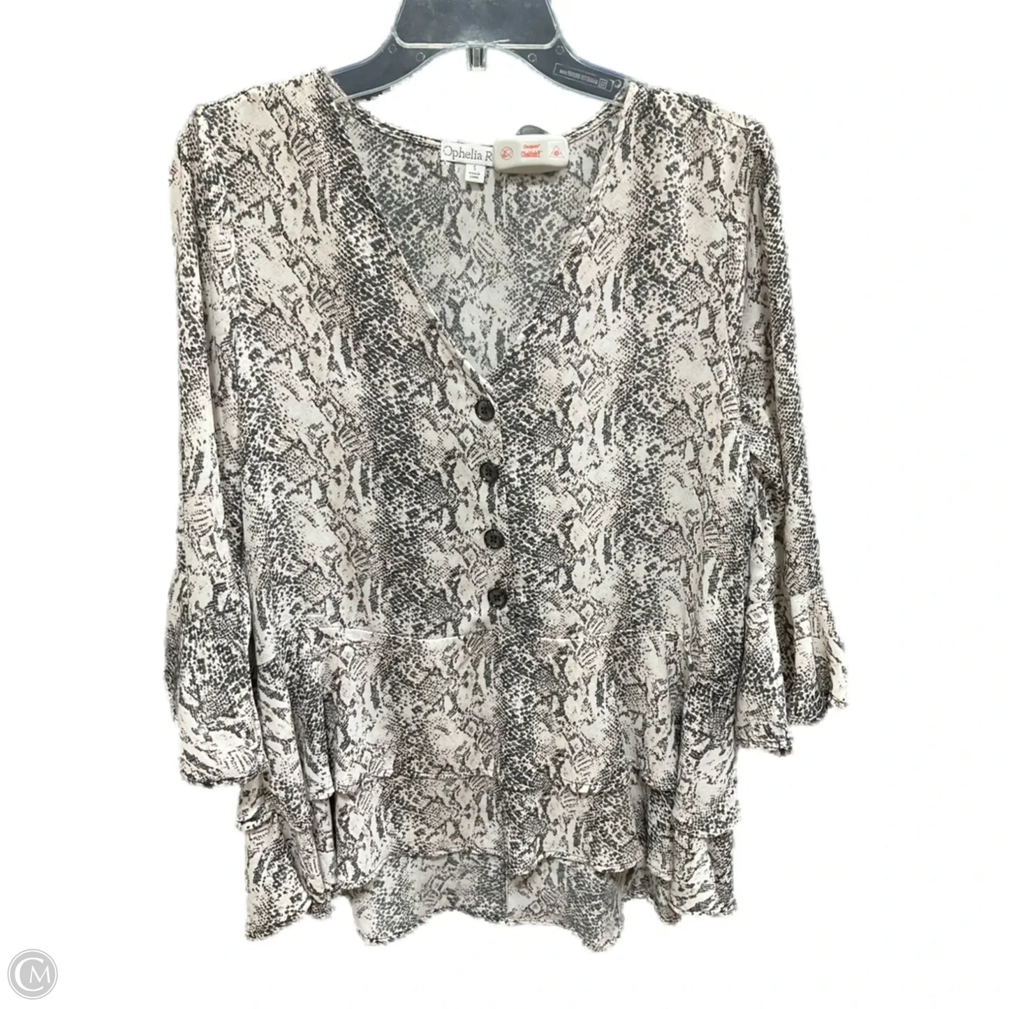 Top 3/4 Sleeve By Ophelia Roe In Snakeskin Print, Size: S