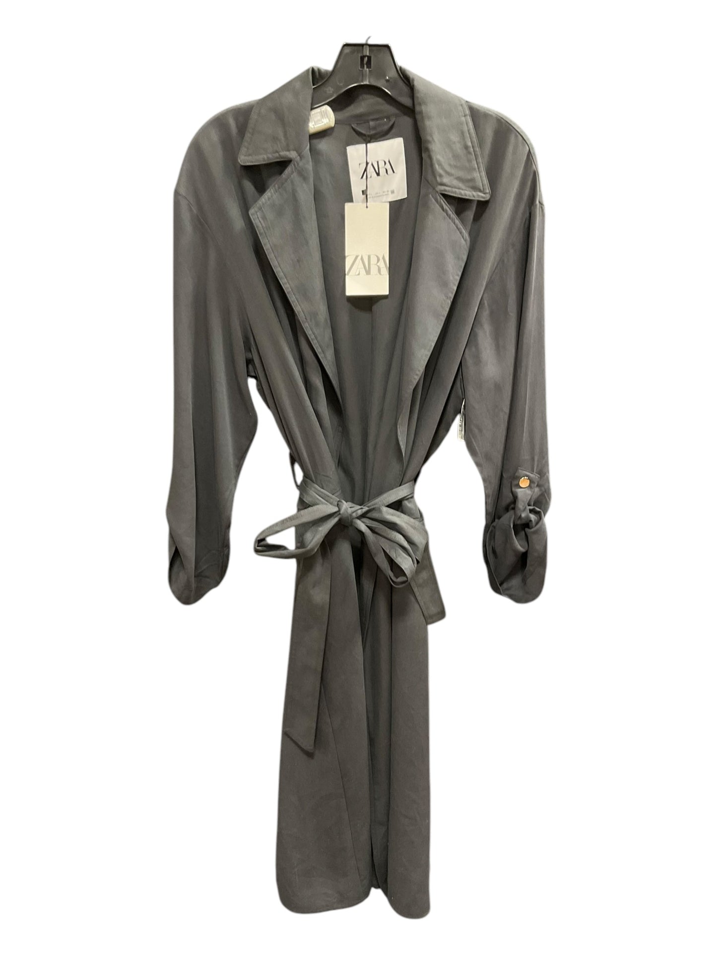 Coat Trench Coat By Zara In Grey, Size: L