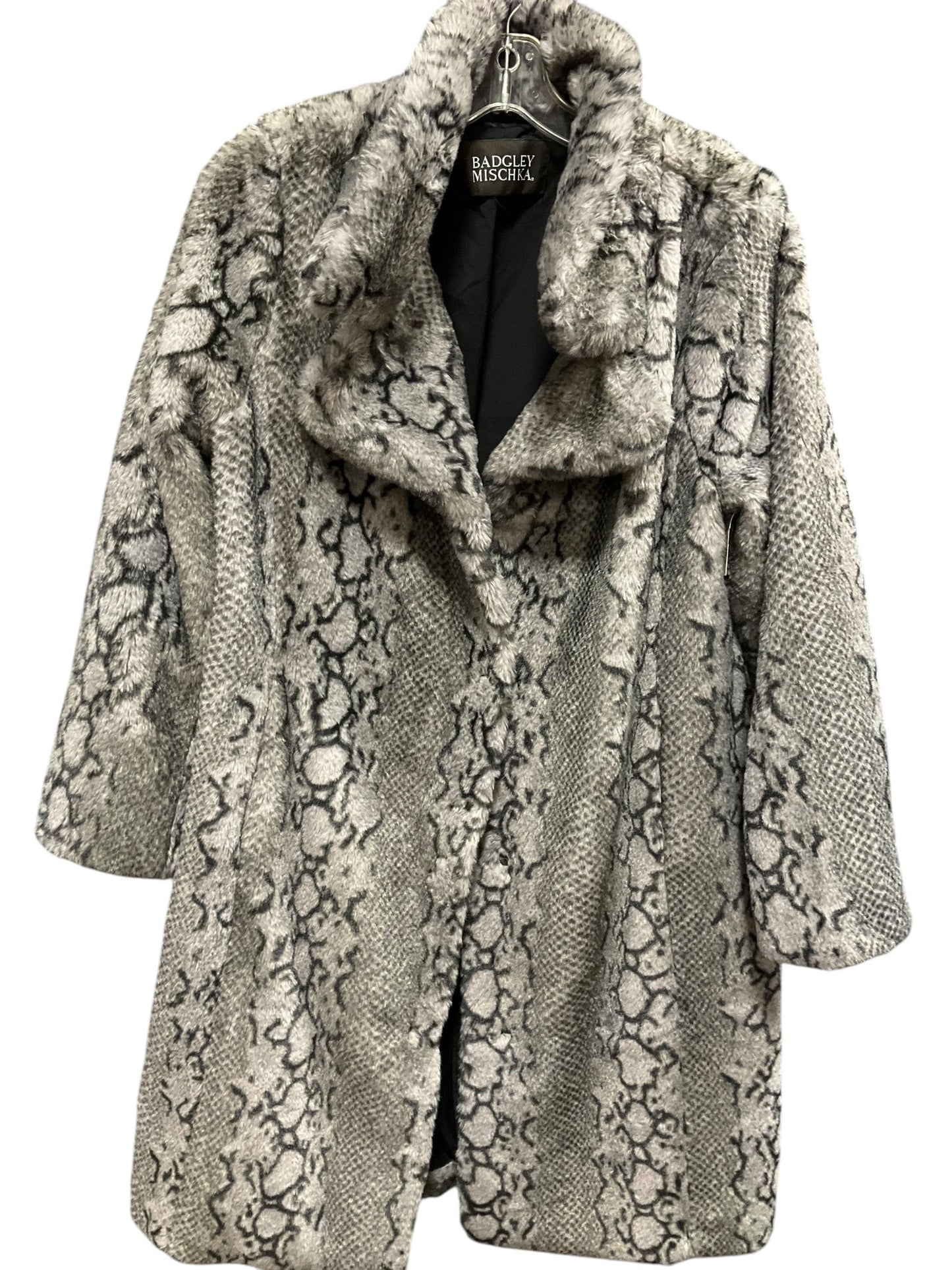 Coat Faux Fur & Sherpa By Badgley Mischka In Grey, Size: L