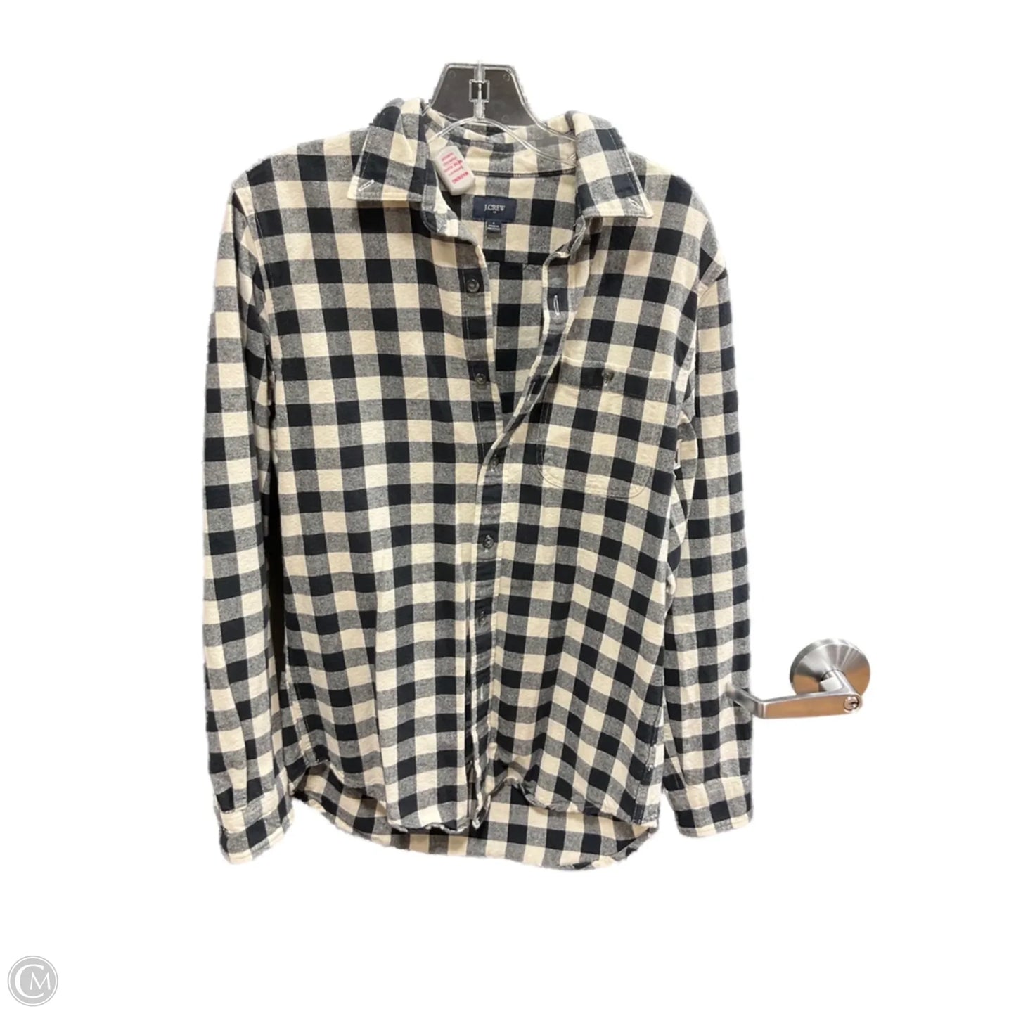 Blouse Long Sleeve By J. Crew In Plaid Pattern, Size: S