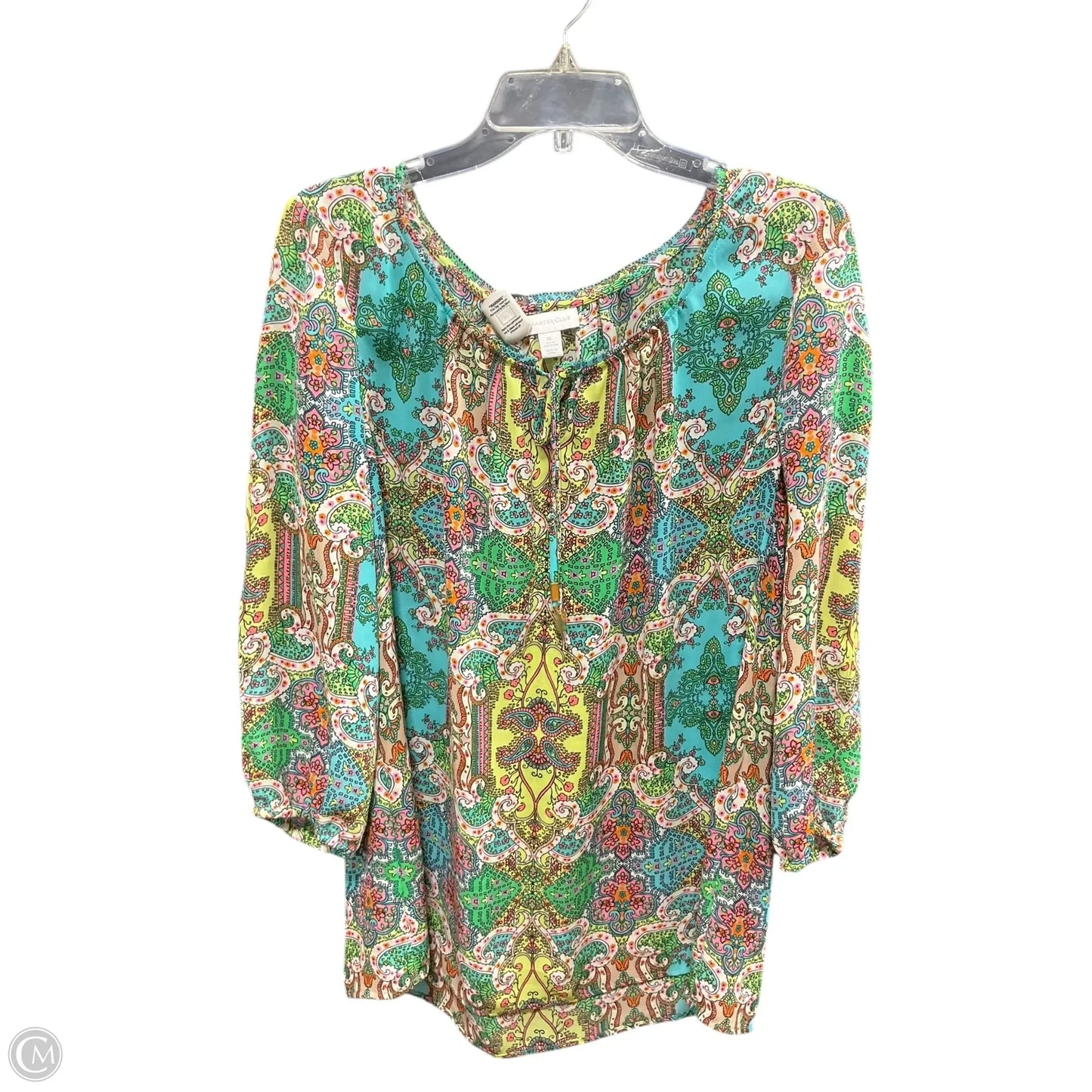 Top Long Sleeve By Charter Club In Teal, Size: Xl