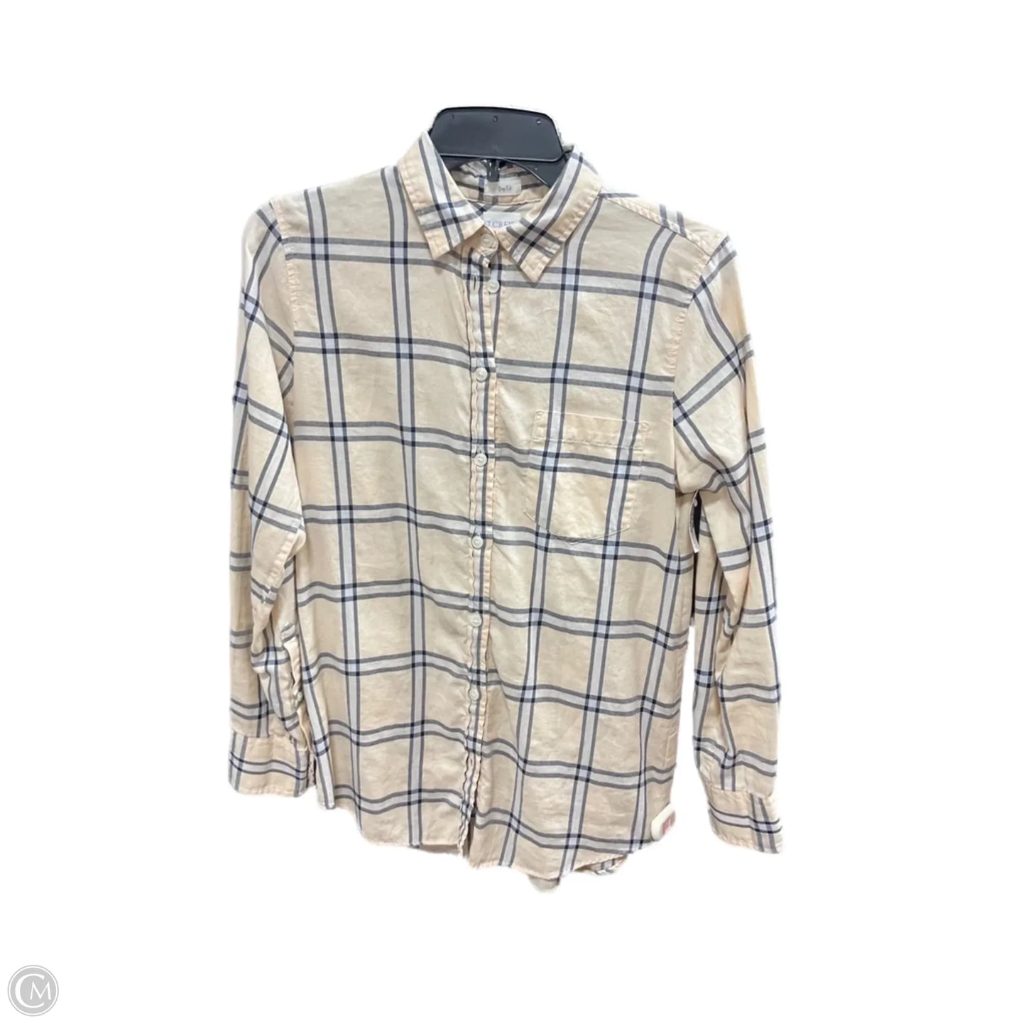 Blouse Long Sleeve By J. Crew In Plaid Pattern, Size: Xs