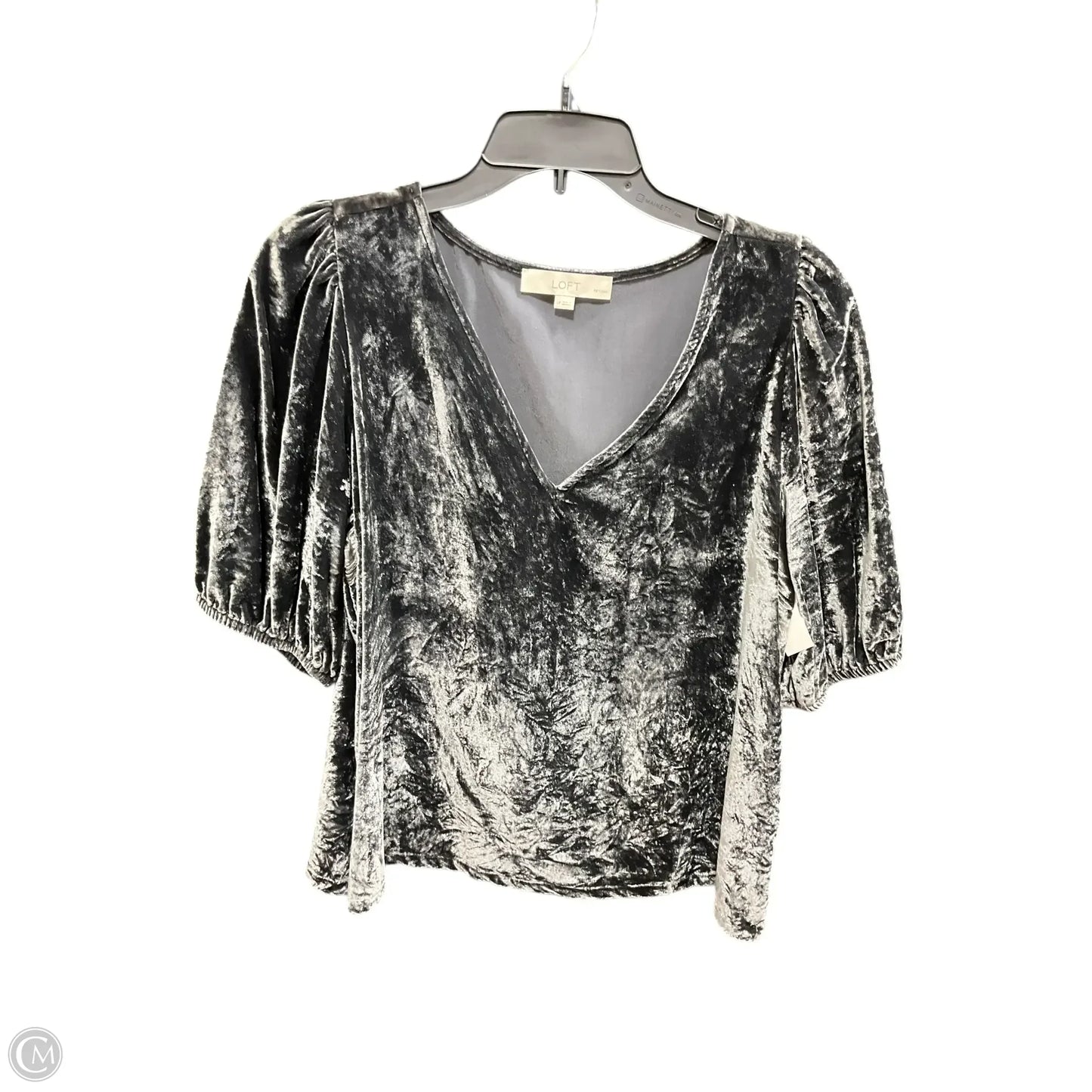 Top Short Sleeve By Loft In Grey, Size: L