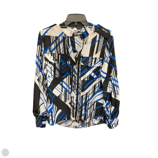 Blouse Designer By Karl Lagerfeld In Black & Blue, Size: S