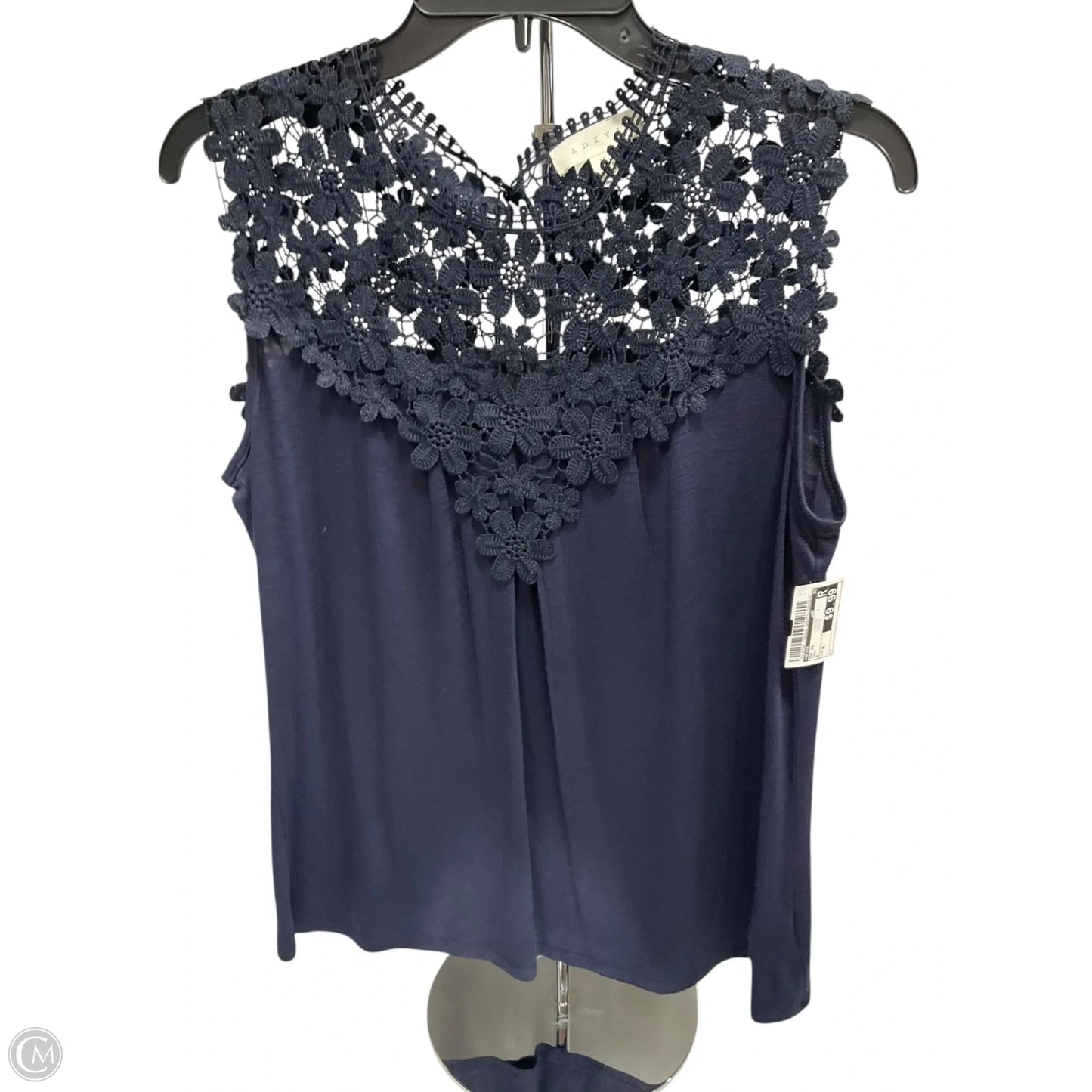 Top Short Sleeve By Adiva In Navy, Size: M