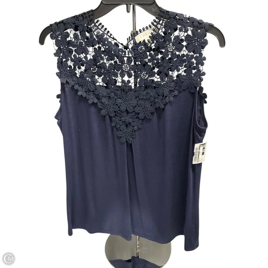Top Short Sleeve By Adiva In Navy, Size: M