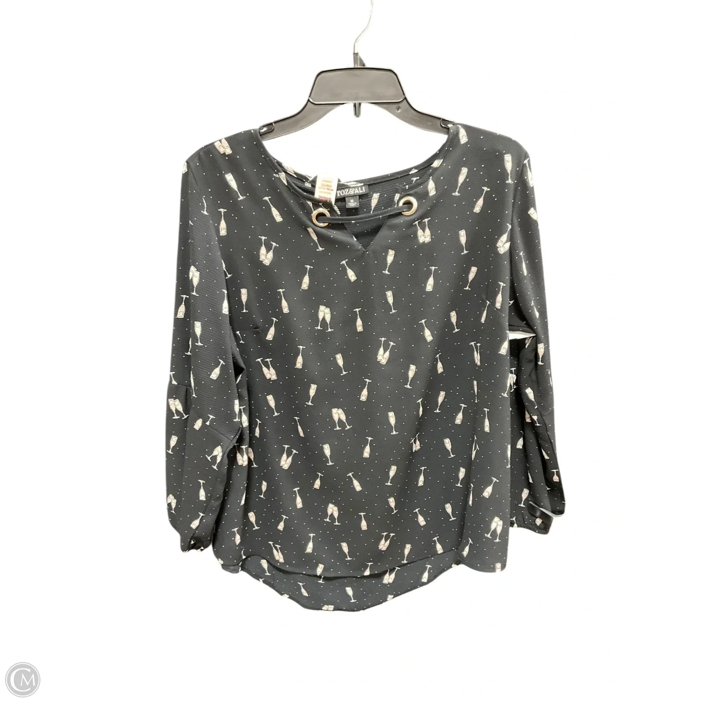 Top 3/4 Sleeve By Roz And Ali In Black, Size: M