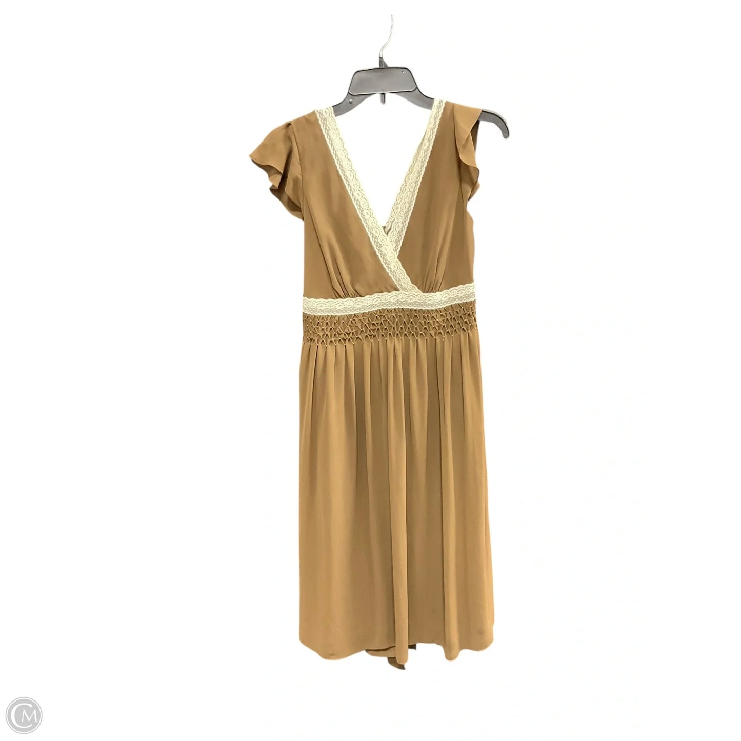 Dress Casual Midi By Liz Claiborne In Brown & Cream, Size: M