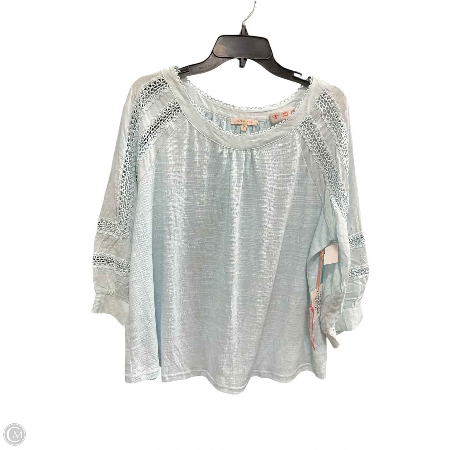 Top 3/4 Sleeve By Skies Are Blue In Teal, Size: Xl