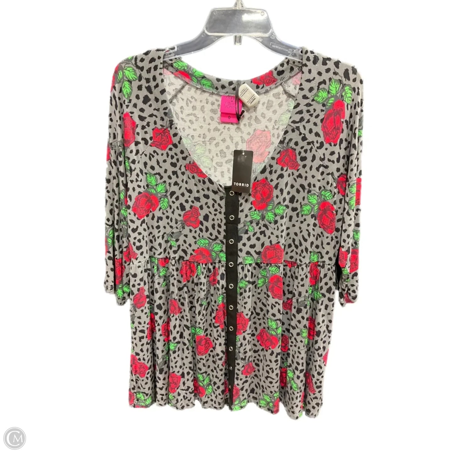 Top 3/4 Sleeve By Torrid In Floral Print, Size: L