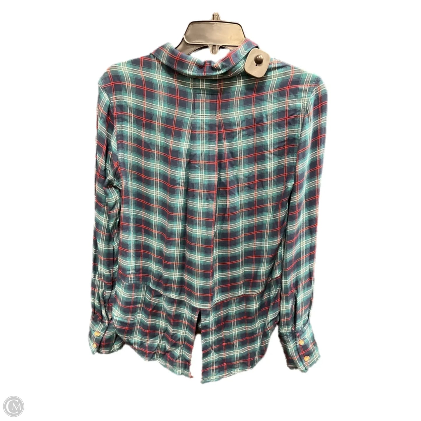 Blouse Long Sleeve By Jachs Girlfirend In Plaid Pattern, Size: L