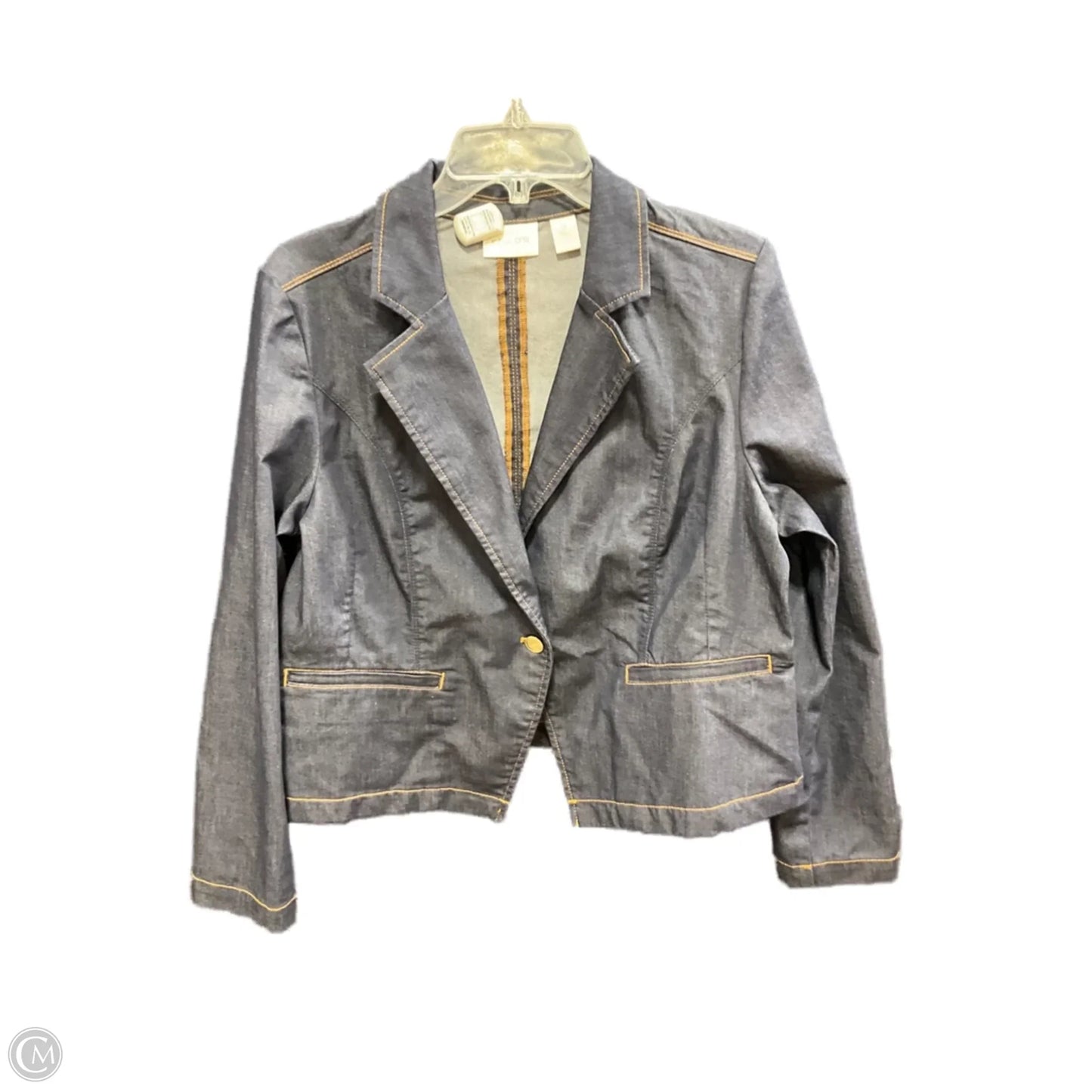 Jacket Denim By Chicos In Blue Denim, Size: Xl