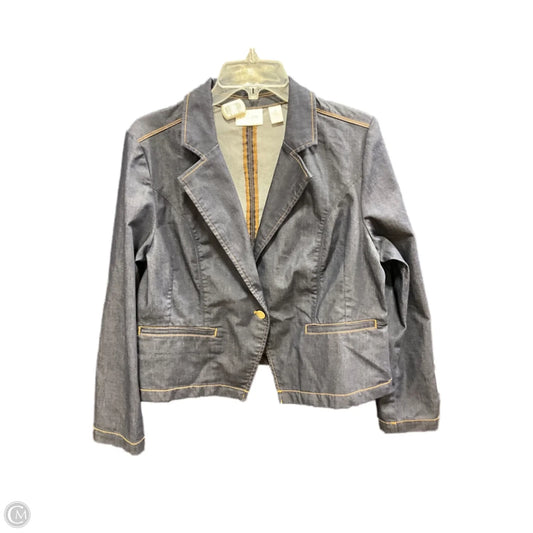 Jacket Denim By Chicos In Blue Denim, Size: Xl