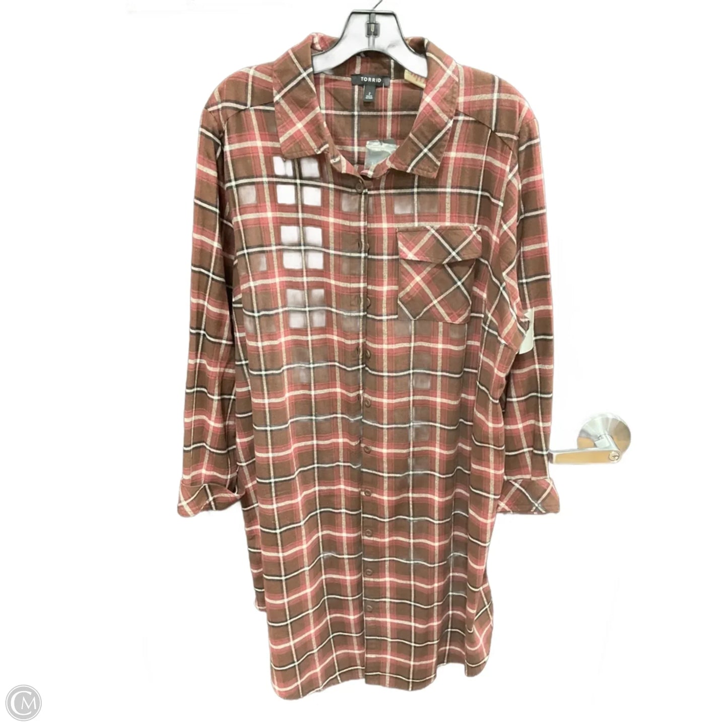 Jacket Shirt By Torrid In Plaid Pattern, Size: 2x