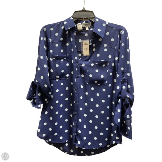 Blouse Long Sleeve By Express In Polkadot Pattern, Size: S