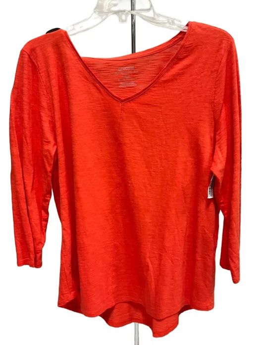 Top 3/4 Sleeve Basic By Chicos In Orange, Size: L
