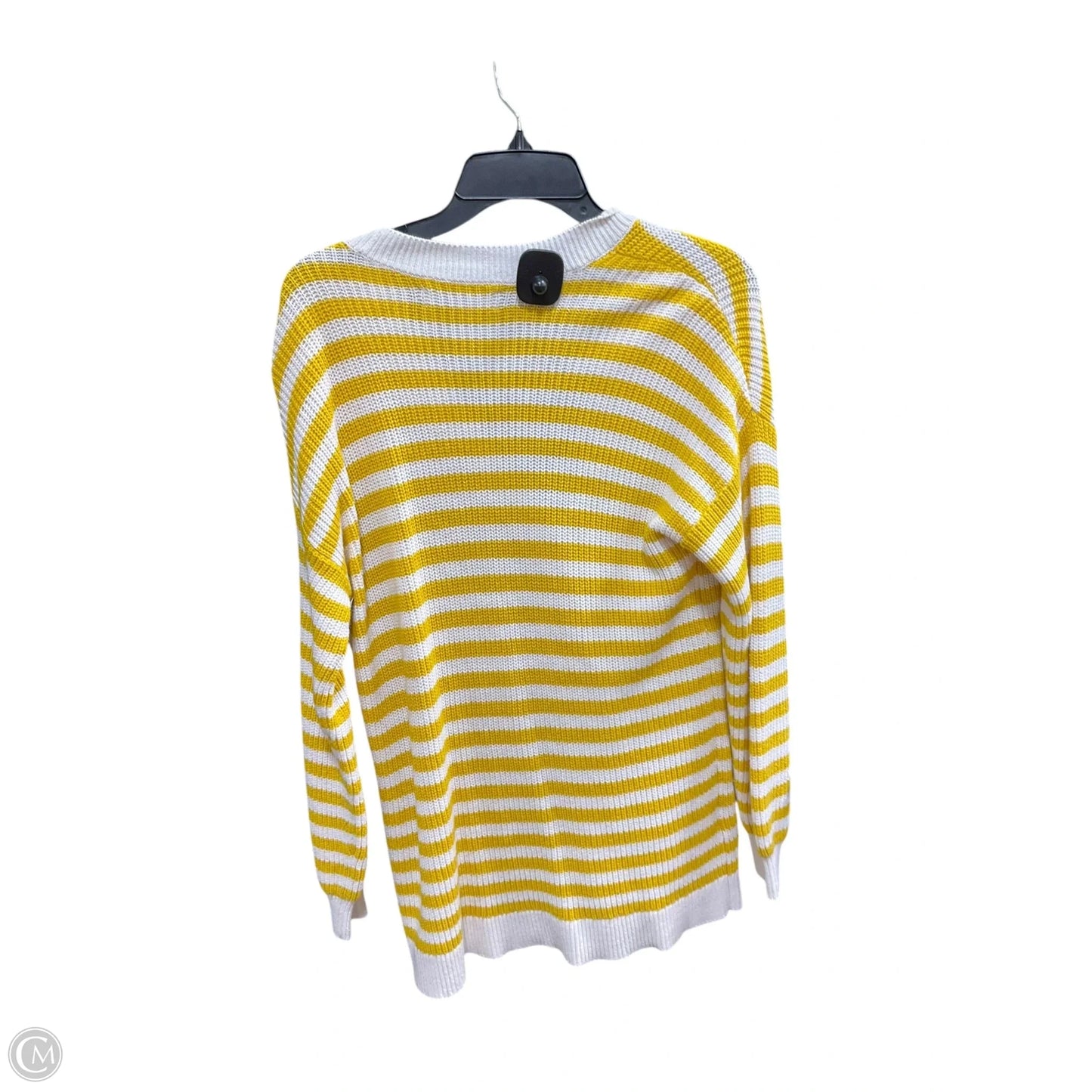 Sweater Cardigan By Loft In Striped Pattern, Size: M