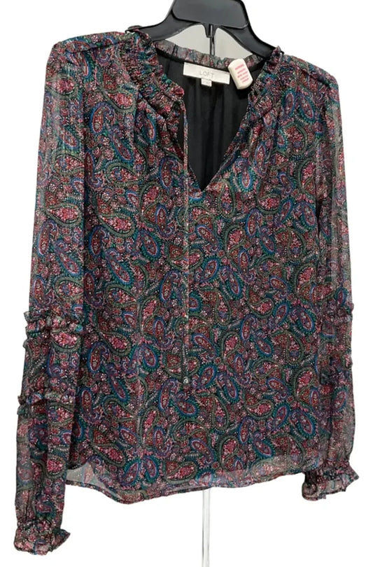 Top Long Sleeve By Loft In Paisley Print, Size: M