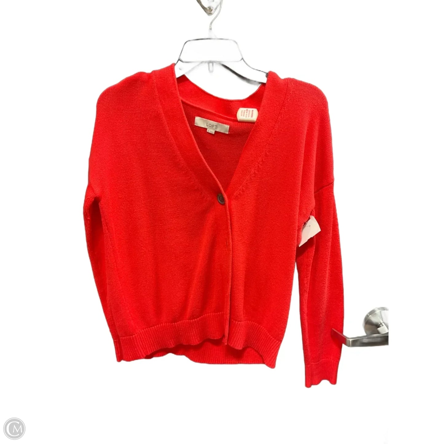 Sweater Cardigan By Loft In Orange, Size: M