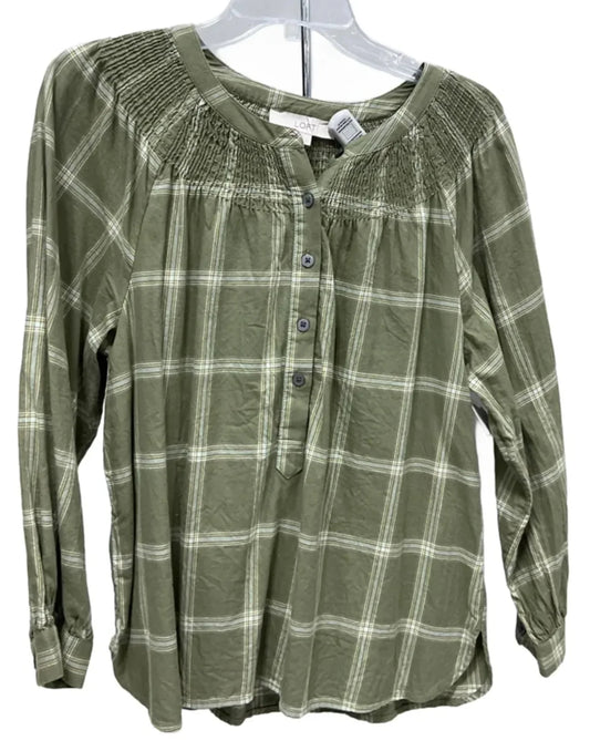 Top Long Sleeve By Loft In Green, Size: M