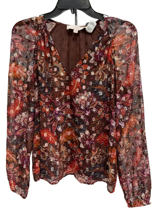 Top Long Sleeve By Loft In Multi-colored, Size: S