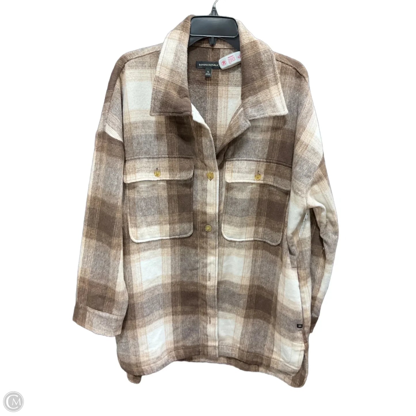 Jacket Shirt By Banana Republic In Plaid Pattern, Size: Xl