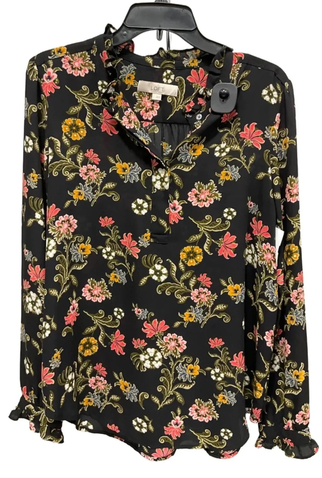 Top Long Sleeve By Loft In Floral Print, Size: L