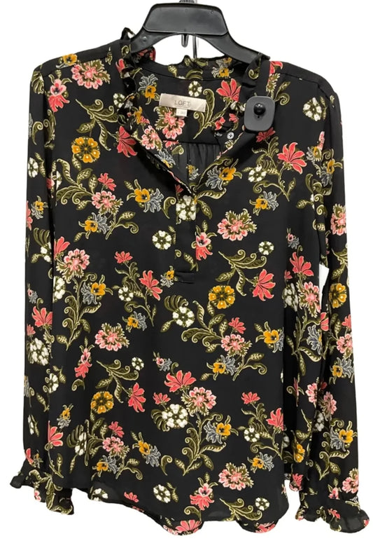 Top Long Sleeve By Loft In Floral Print, Size: L