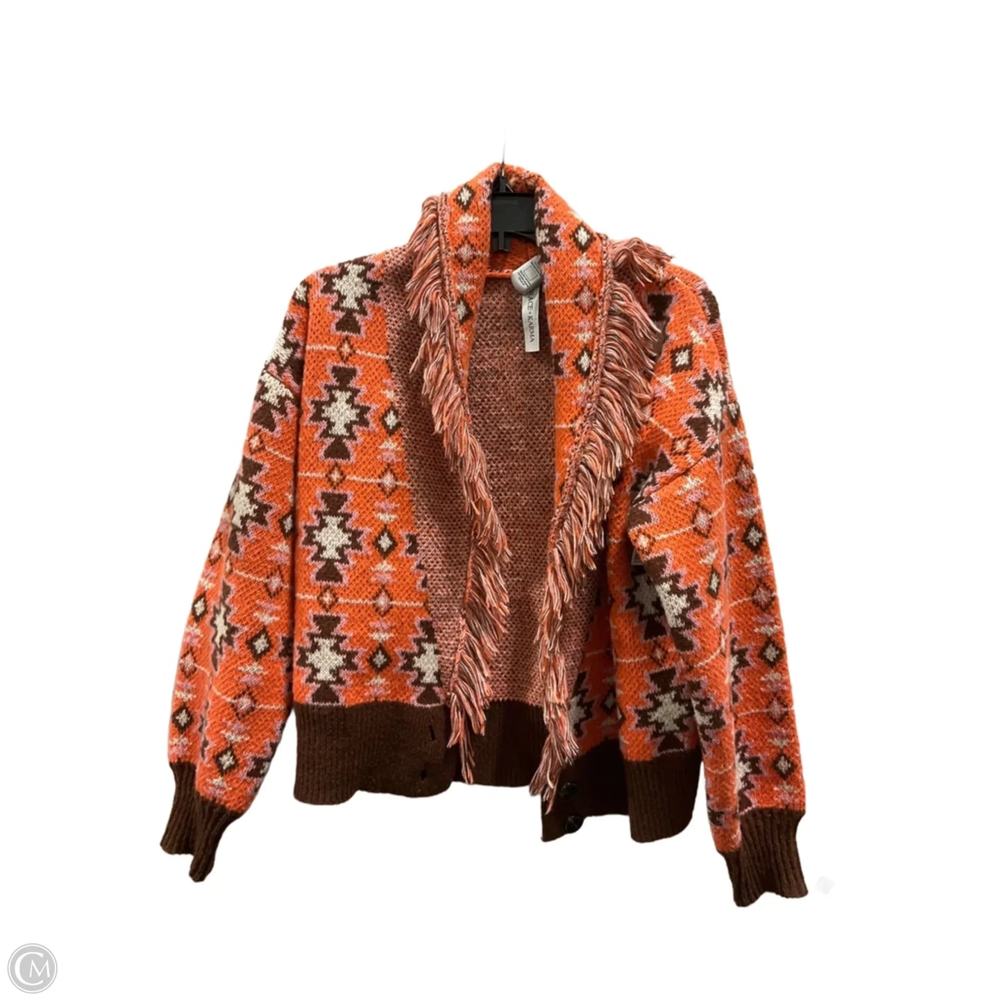 Sweater Cardigan By Grace + Karma In Orange, Size: L