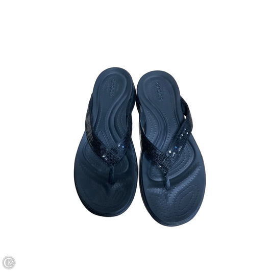 Sandals Flip Flops By Crocs In Black, Size: 9